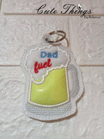 Dad Fuel Applique DIGITAL Embroidery File, In The Hoop Bookmark, Ornament, Gift Bag Tag, Eyelet