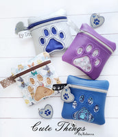 Paw Reverse Applique Bag DIGITAL Embroidery File, In The Hoop, 4x4, mini bag, coin purse Cute Things By Rebecca