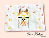 Bubblegum Llama Mug Rug, Snack Mat  DIGITAL Embroidery File, In The Hoop 5x7, 6x10