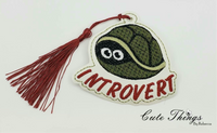 Introvert DIGITAL Embroidery File, In The Hoop Bookmark, Ornament, Gift Bag Tag, Eyelet