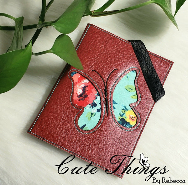 Butterfly Reverse Applique Notebook Cover  DIGITAL Embroidery File, In The Hoop 2 sizes available