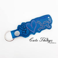 Peace Love Scuba DIGITAL Embroidery File, In The Hoop Key fob, Snap tab, Keychain, Bag Tag