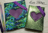 Heart Reverse Applique Notebook Cover  DIGITAL Embroidery File, In The Hoop 2 sizes available