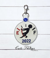 Gas Gauge DIGITAL Embroidery File, In The Hoop Key fob, Snap tab, Keychain, Bag Tag