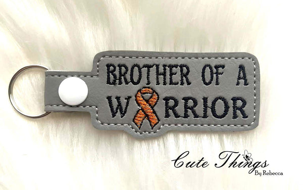 Brother of a Warrior DIGITAL Embroidery File, In The Hoop Key fob, Snap tab, Keychain, Bag Tag