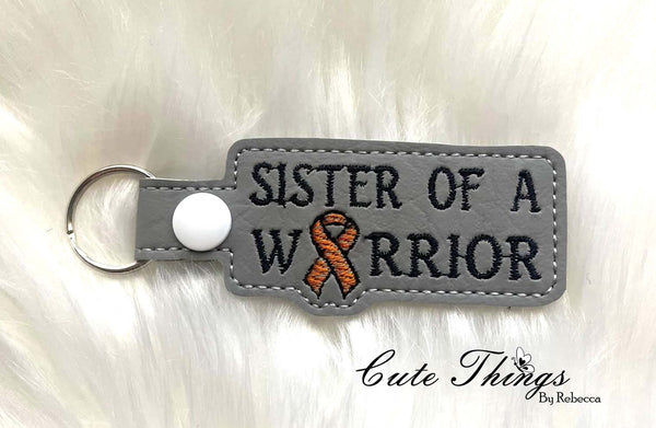 Sister of a Warrior DIGITAL Embroidery File, In The Hoop Key fob, Snap tab, Keychain, Bag Tag