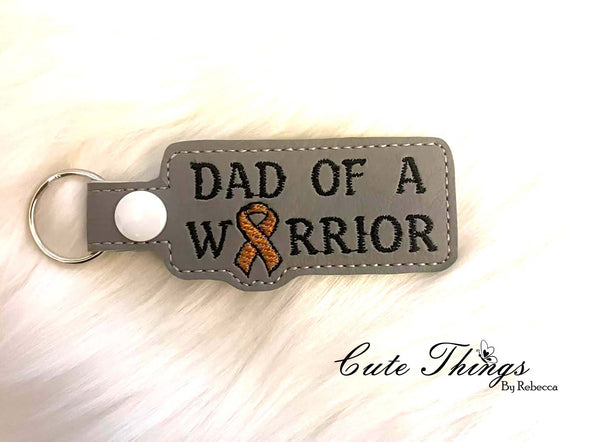 Dad of a Warrior DIGITAL Embroidery File, In The Hoop Key fob, Snap tab, Keychain, Bag Tag