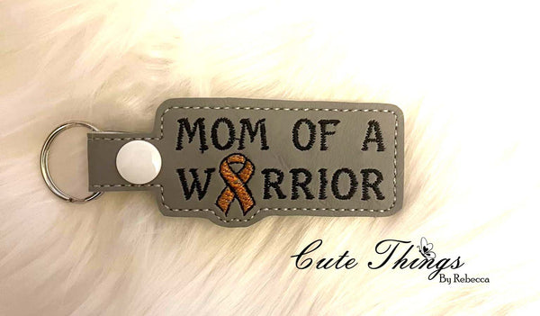 Mom of a Warrior DIGITAL Embroidery File, In The Hoop Key fob, Snap tab, Keychain, Bag Tag