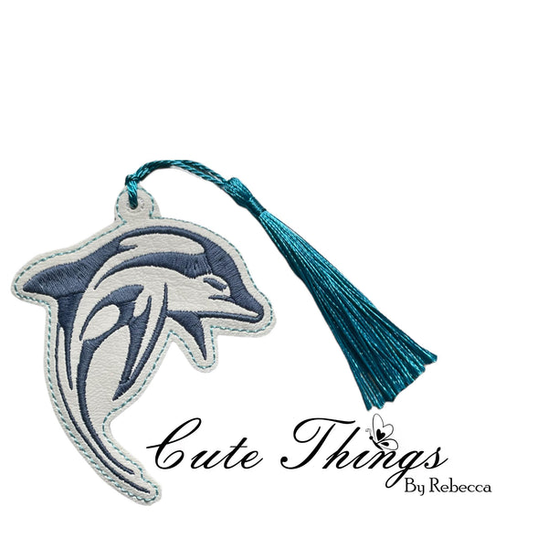 Dolphin  DIGITAL Embroidery File, In The Hoop Bookmark, Ornament, Gift Bag Tag, Eyelet