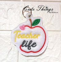 Teacher Life DIGITAL Embroidery File, In The Hoop Bookmark, Ornament, Gift Bag Tag, Eyelet