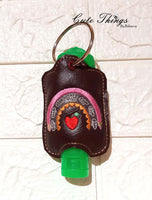 School Rainbow DIGITAL Embroidery File, Hand Sanitizer Holder, In The Hoop Snap tab, Keychain 4x4 eyelet,5x7