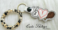 Peace Love Chicken Leg DIGITAL Embroidery File, In The Hoop Key fob, Snap tab, Keychain, Bag Tag