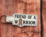 Friend of a Warrior DIGITAL Embroidery File, In The Hoop Key fob, Snap tab, Keychain, Bag Tag