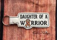 Daughter of a Warrior DIGITAL Embroidery File, In The Hoop Key fob, Snap tab, Keychain, Bag Tag