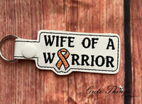 Wife of a Warrior DIGITAL Embroidery File, In The Hoop Key fob, Snap tab, Keychain, Bag Tag