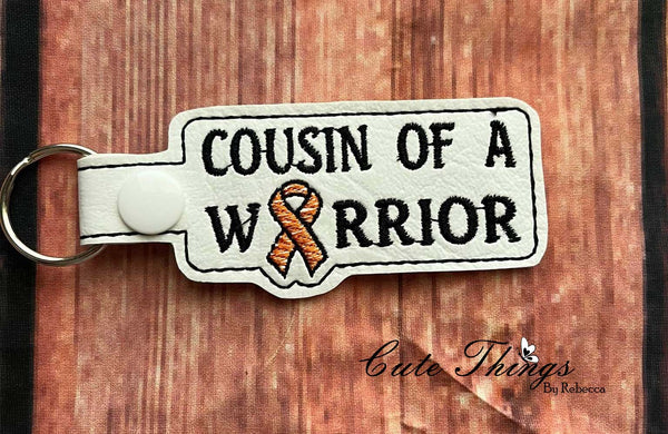 Cousin of a Warrior DIGITAL Embroidery File, In The Hoop Key fob, Snap tab, Keychain, Bag Tag
