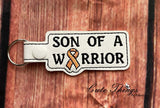 Son of a  Warrior DIGITAL Embroidery File, In The Hoop Key fob, Snap tab, Keychain, Bag Tag