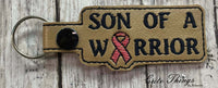 Son of a  Warrior DIGITAL Embroidery File, In The Hoop Key fob, Snap tab, Keychain, Bag Tag