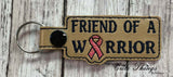 Friend of a Warrior DIGITAL Embroidery File, In The Hoop Key fob, Snap tab, Keychain, Bag Tag