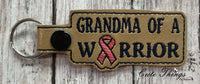 Grandma of a Warrior DIGITAL Embroidery File, In The Hoop Key fob, Snap tab, Keychain, Bag Tag