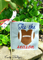 Tis the Season Football Heart Applique DIGITAL Embroidery File,  4 sizes, 2 variations,