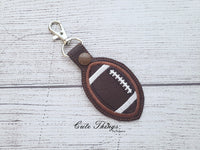 Football Applique DIGITAL Embroidery File, In The Hoop Key fob, Snap tab, Keychain, Bag Tag