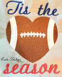 Tis the Season Football Heart Applique DIGITAL Embroidery File,  4 sizes, 2 variations,