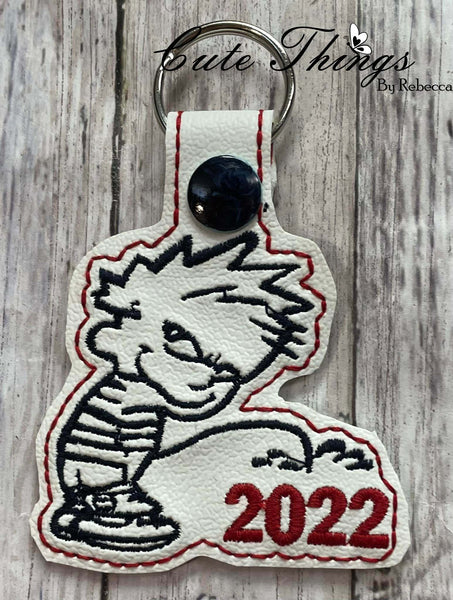 Piss on 2022 DIGITAL Embroidery File, In The Hoop Key fob, Snap tab, Keychain