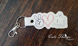 Peace Love Ghost DIGITAL Embroidery File, In The Hoop Key fob, Snap tab, Keychain, Bag Tag