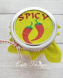 Spicy DIGITAL Embroidery File, Jar Topper/Mini Design