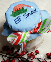 Elf Snax DIGITAL Embroidery File, Jar Topper/Mini Design