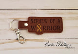 Nephew of a Warrior DIGITAL Embroidery File, In The Hoop Key fob, Snap tab, Keychain, Bag Tag