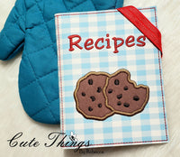 Recipes Cookie Applique Notebook Cover  DIGITAL Embroidery File, In The Hoop 2 sizes available