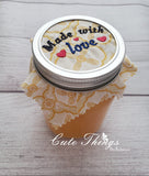 Made with Love  DIGITAL Embroidery File, Jar Topper/Mini Design