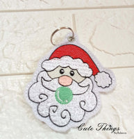 Bubblegum Santa DIGITAL Embroidery File, In The Hoop Bookmark, Ornament, Gift Bag Tag, Eyelet