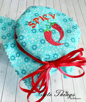 Spicy DIGITAL Embroidery File, Jar Topper/Mini Design