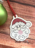 Bubblegum Santa DIGITAL Embroidery File, In The Hoop Bookmark, Ornament, Gift Bag Tag, Eyelet