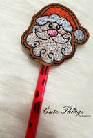 Santa DIGITAL Embroidery File, In The Hoop, Pencil Topper