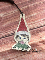 Bubblegum Elf  DIGITAL Embroidery File, In The Hoop Bookmark, Ornament, Gift Bag Tag, Eyelet