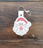 Bubblegum Santa  DIGITAL Embroidery File, In The Hoop Key fob, Snap tab, Keychain, Bag Tag