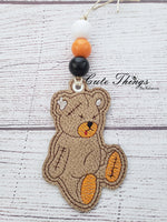 Stitches Bear DIGITAL Embroidery File, In The Hoop Bookmark, Ornament, Gift Bag Tag, Eyelet