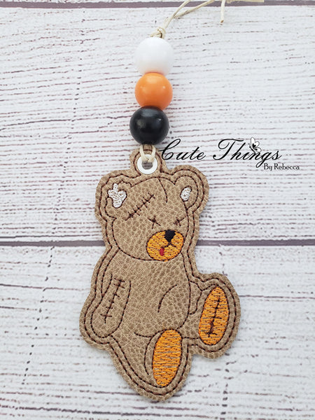 Stitches Bear DIGITAL Embroidery File, In The Hoop Bookmark, Ornament, Gift Bag Tag, Eyelet