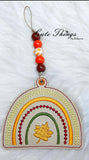 Fall Rainbow DIGITAL Embroidery File, In The Hoop Bookmark, Ornament, Gift Bag Tag, Eyelet