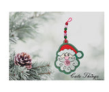 Bubblegum Santa DIGITAL Embroidery File, In The Hoop Bookmark, Ornament, Gift Bag Tag, Eyelet