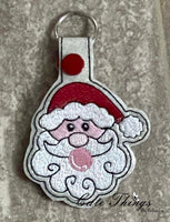 Bubblegum Santa  DIGITAL Embroidery File, In The Hoop Key fob, Snap tab, Keychain, Bag Tag