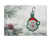 Bubblegum Santa  DIGITAL Embroidery File, In The Hoop Key fob, Snap tab, Keychain, Bag Tag