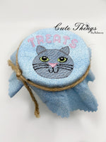 Kitty Treats DIGITAL Embroidery File, Jar Topper/Mini Design