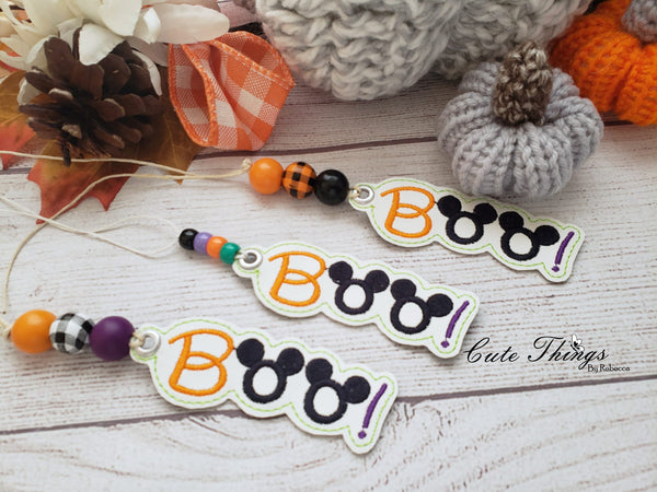 Boo! DIGITAL Embroidery File, In The Hoop Bookmark, Ornament, Gift Bag Tag, Eyelet