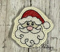 Santa DIGITAL Embroidery File, In The Hoop, Pencil Topper