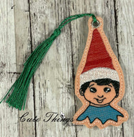 Elf  DIGITAL Embroidery File, In The Hoop Bookmark, Ornament, Gift Bag Tag, Eyelet